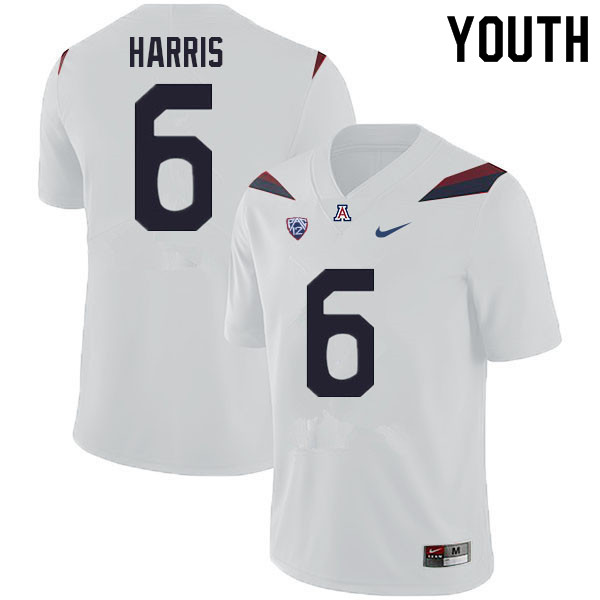 Youth #6 Jason Harris Arizona Wildcats College Football Jerseys Sale-White - Click Image to Close